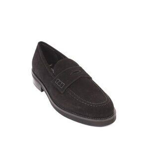 Luca Grossi 484a Black Suede Leather Classic Loafer Flat Shoe